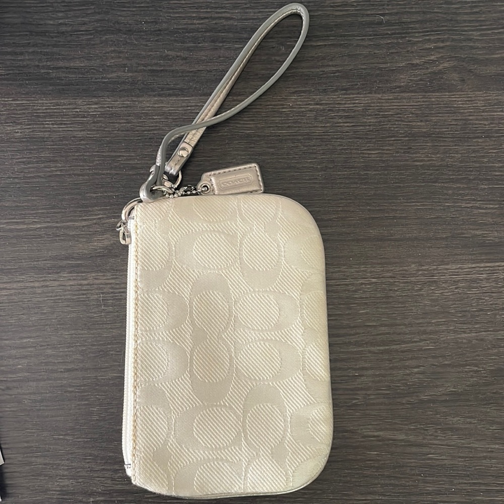Authentic Coach White Wristlet